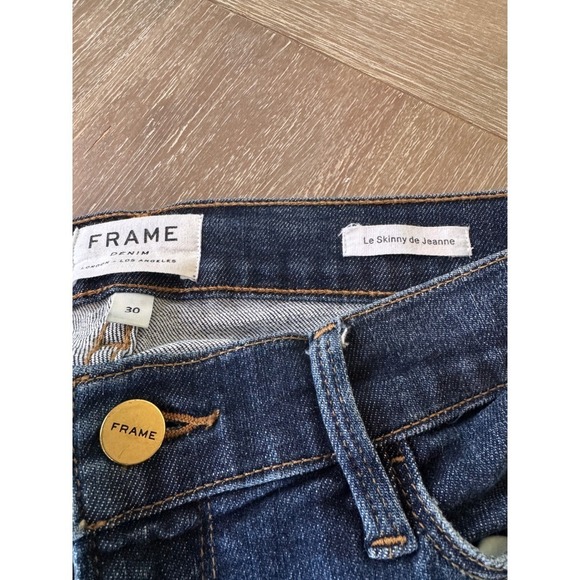FRAME Le Skinny de Jeanne Jeans Zip Hem Distressed Denim Blue Size 30 - Picture 5 of 8